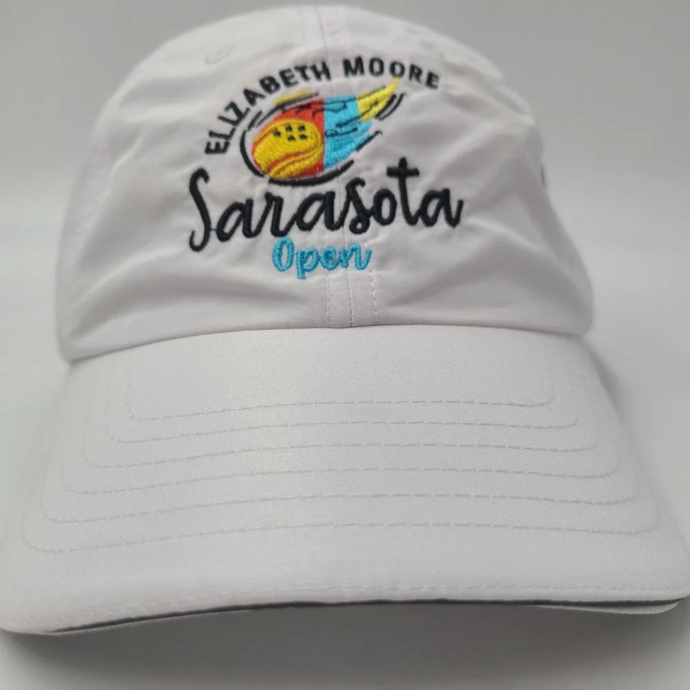 Elizabeth Moore Sarasota Open Hat Adjustable White Tennis Tournament Casual Men